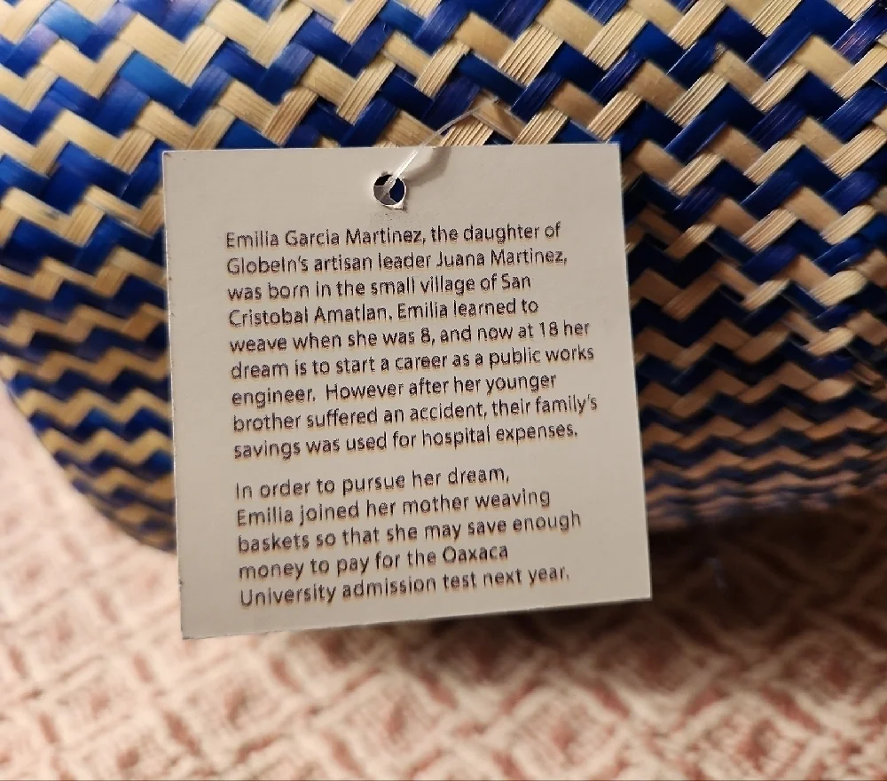Globein Basket Blue Beige Handwoven